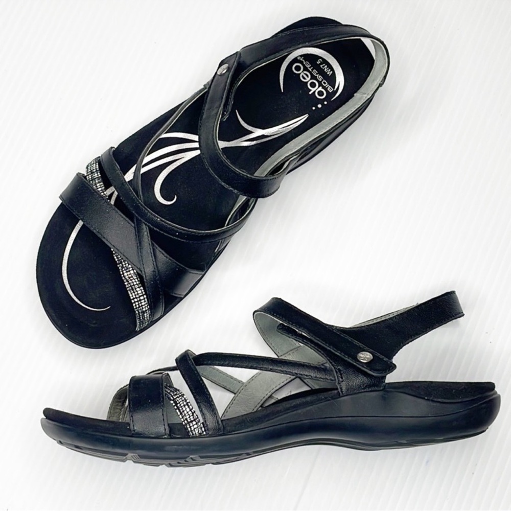 Abeo Bio System Women's Bobbie Black Leather Sandals Shoes Size 11